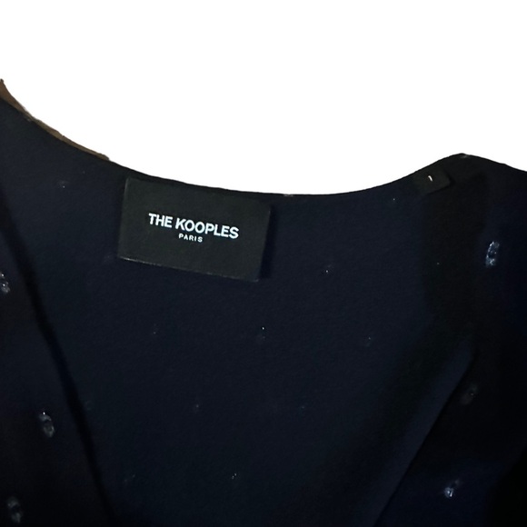 The Kooples Navy Flowy Cropped Blouse Size 1 - Picture 4 of 6